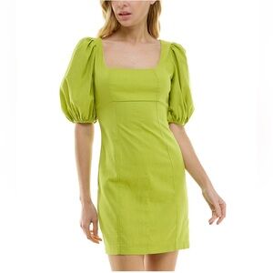 City Studio Green Balloon Puff Sleeve Mini Dress